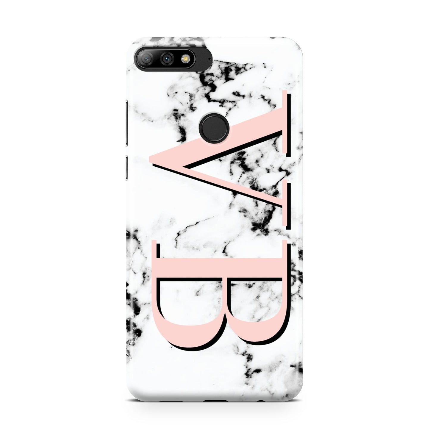 Personalised Coral Malble Initials Huawei Y7 2018