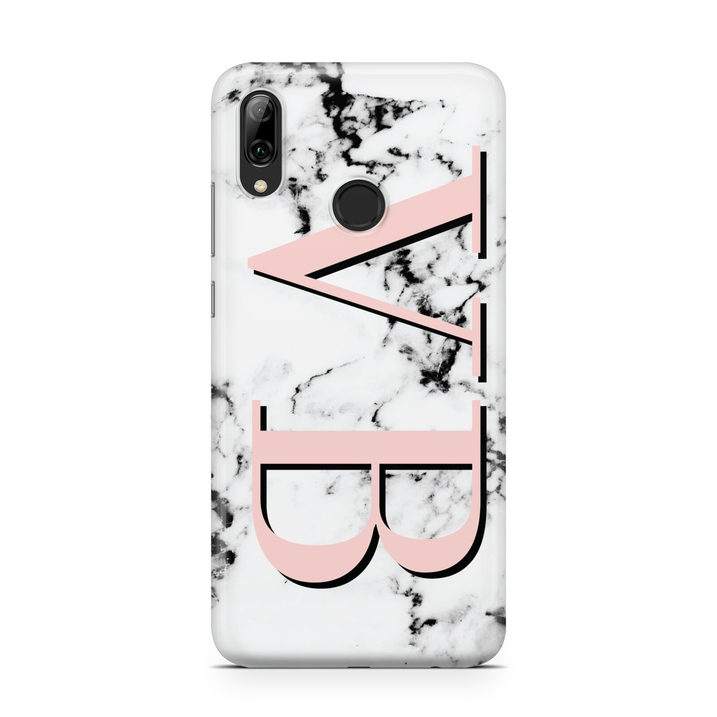 Personalised Coral Malble Initials Huawei Y7 2019