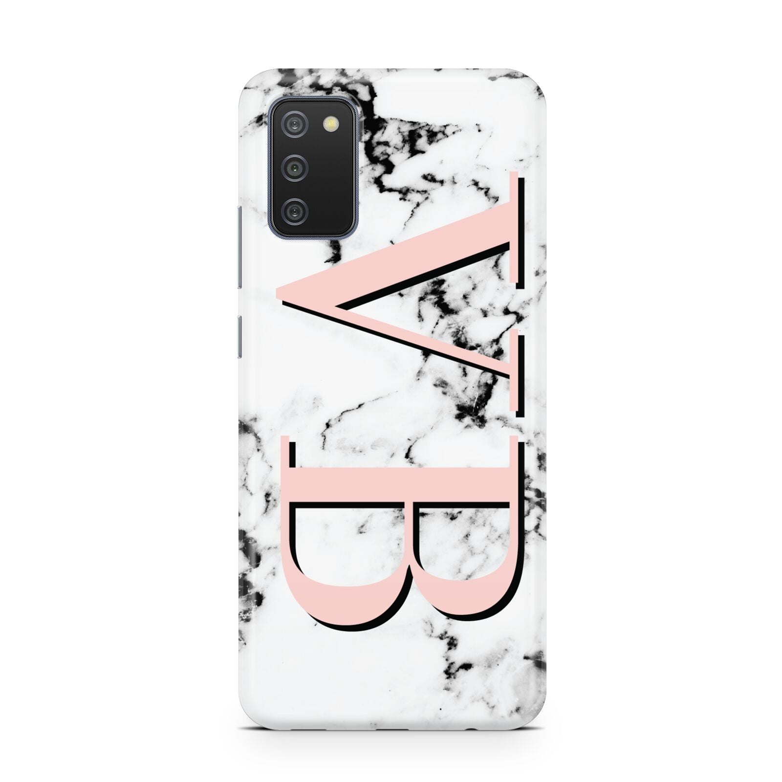 Personalised Coral Malble Initials Samsung A02s Case