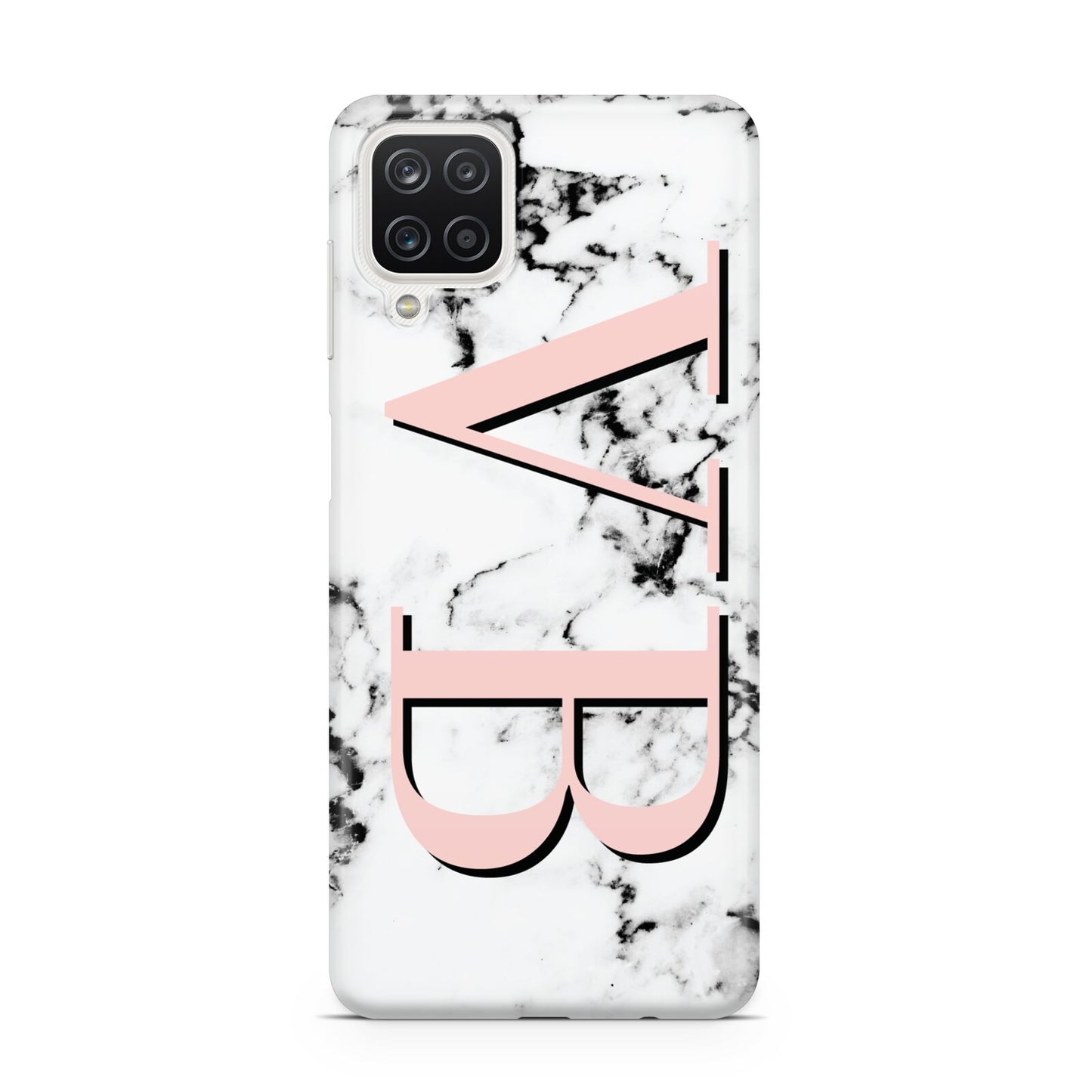 Personalised Coral Malble Initials Samsung A12 Case