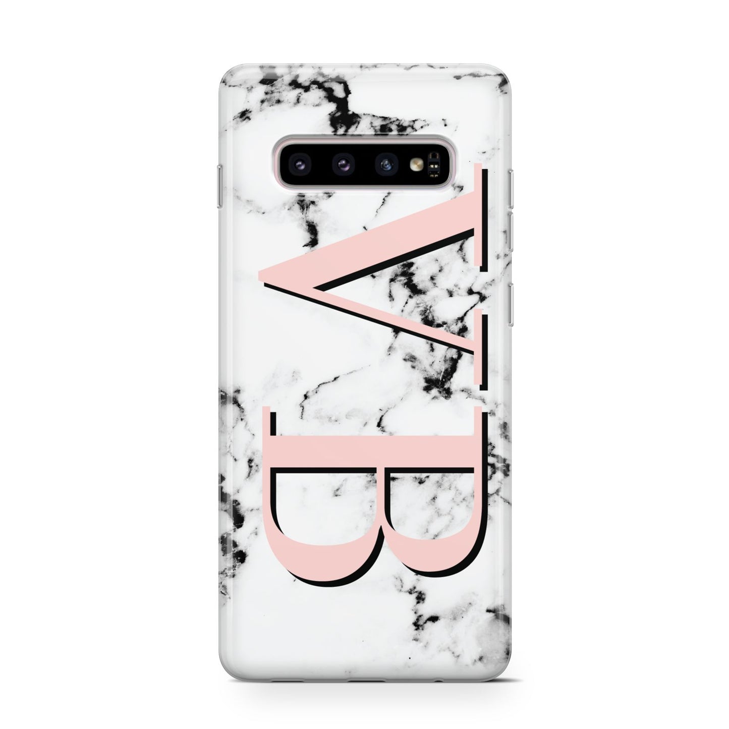 Personalised Coral Malble Initials Samsung Galaxy S10 Case