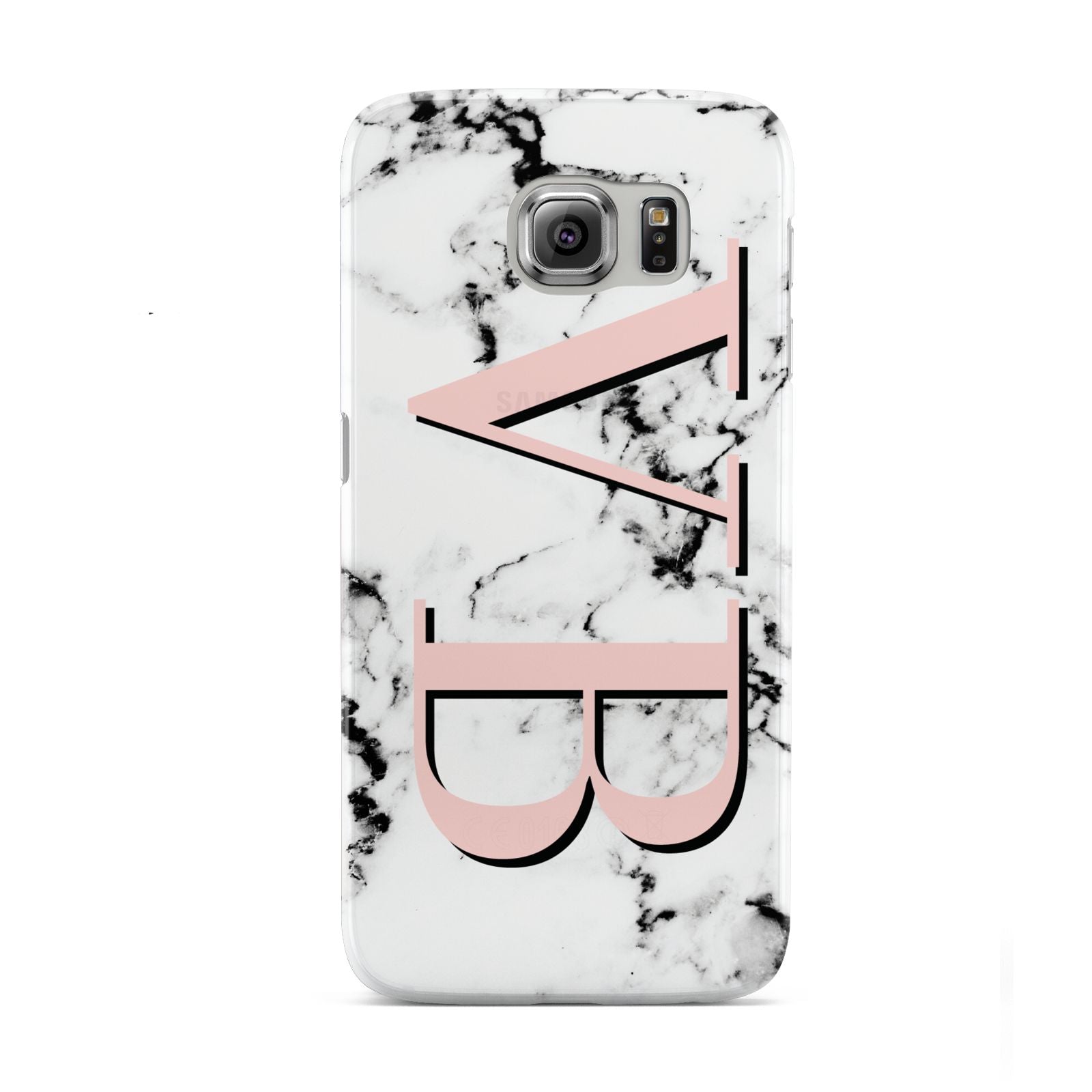 Personalised Coral Malble Initials Samsung Galaxy S6 Case