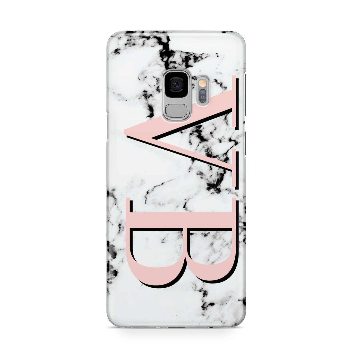 Personalised Coral Malble Initials Samsung Galaxy S9 Case