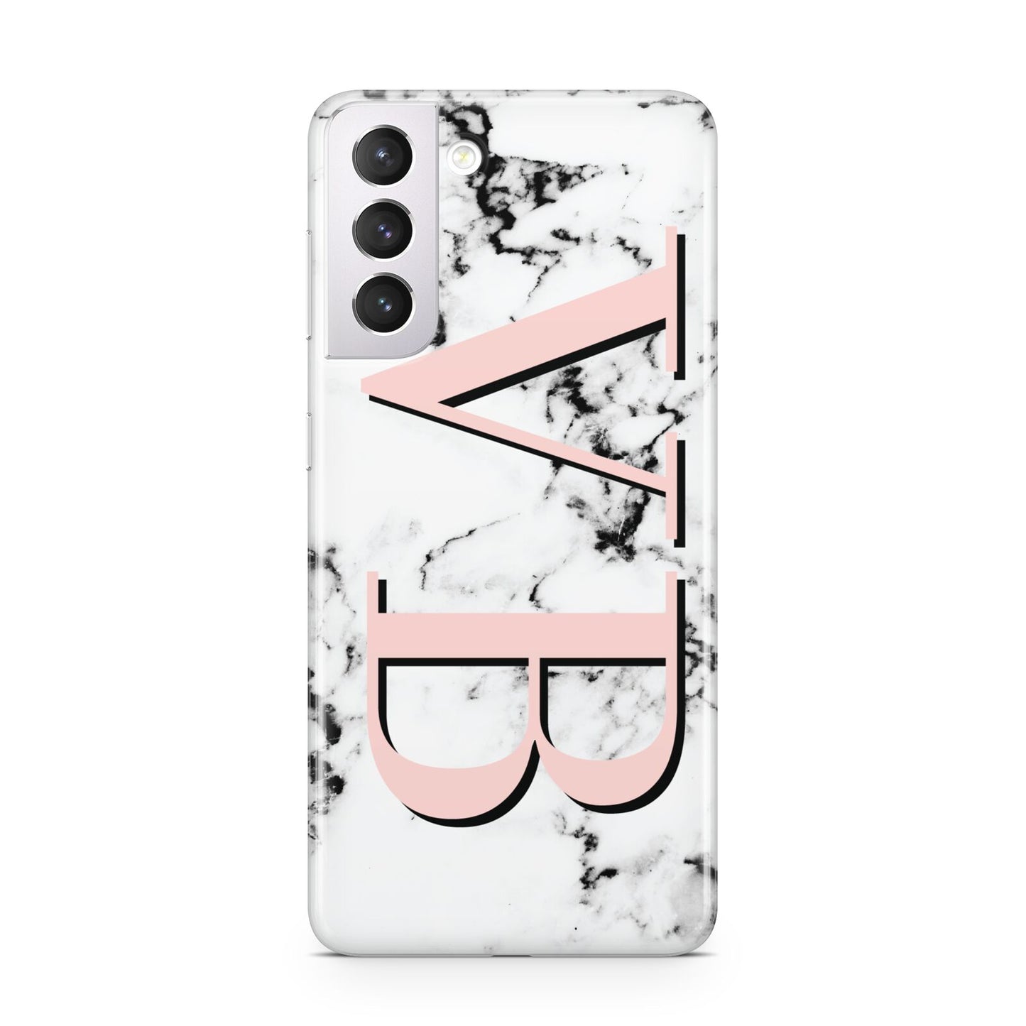 Personalised Coral Malble Initials Samsung S21 Case