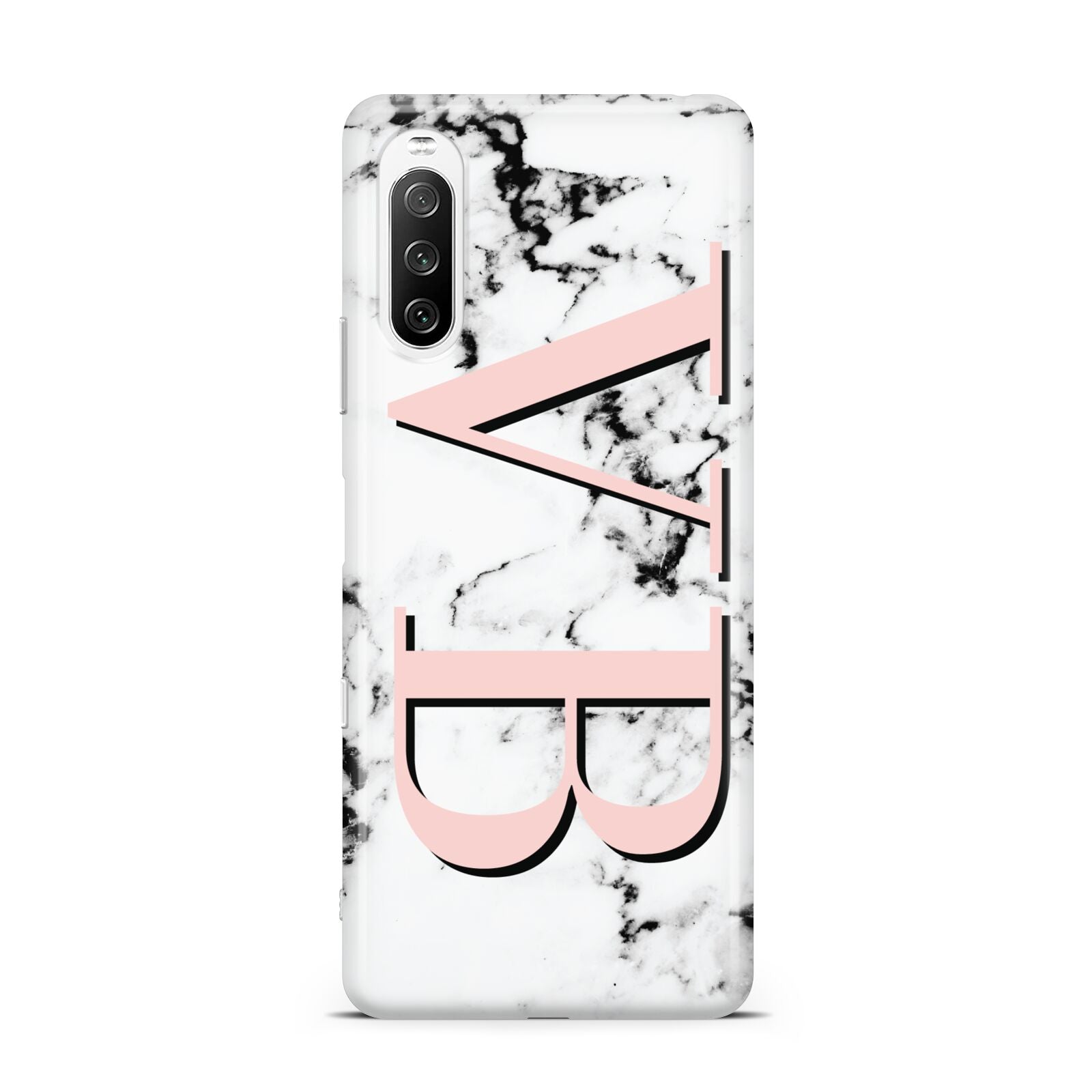 Personalised Coral Malble Initials Sony Xperia 10 III Case