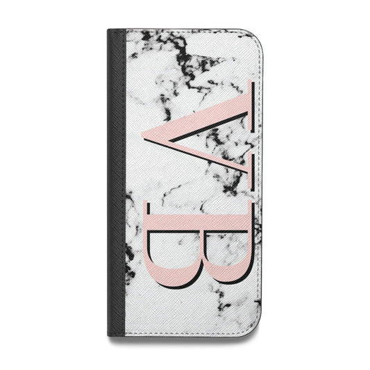 Personalised Coral Malble Initials Vegan Leather Flip Samsung Case