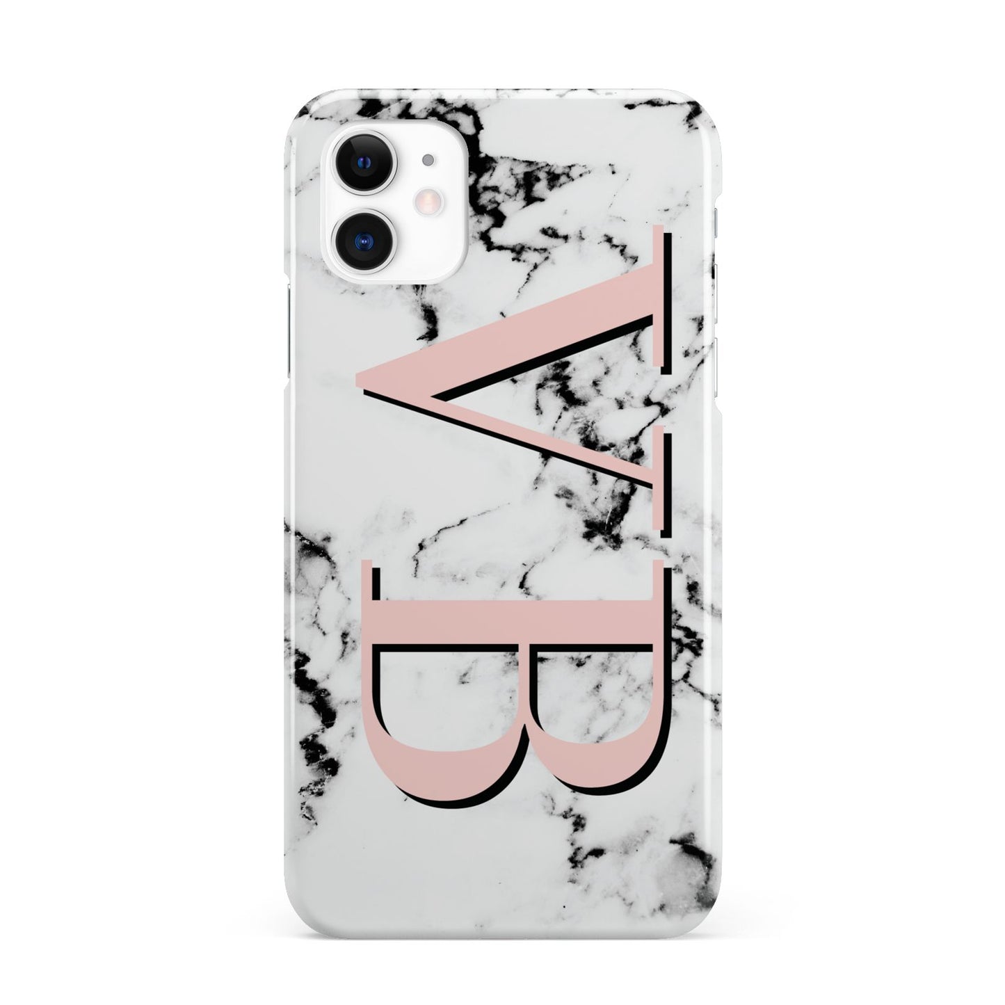 Personalised Coral Malble Initials iPhone 11 3D Snap Case