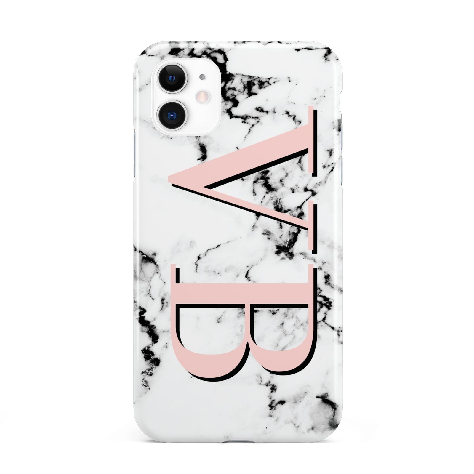 Personalised Coral Malble Initials iPhone 11 3D Tough Case
