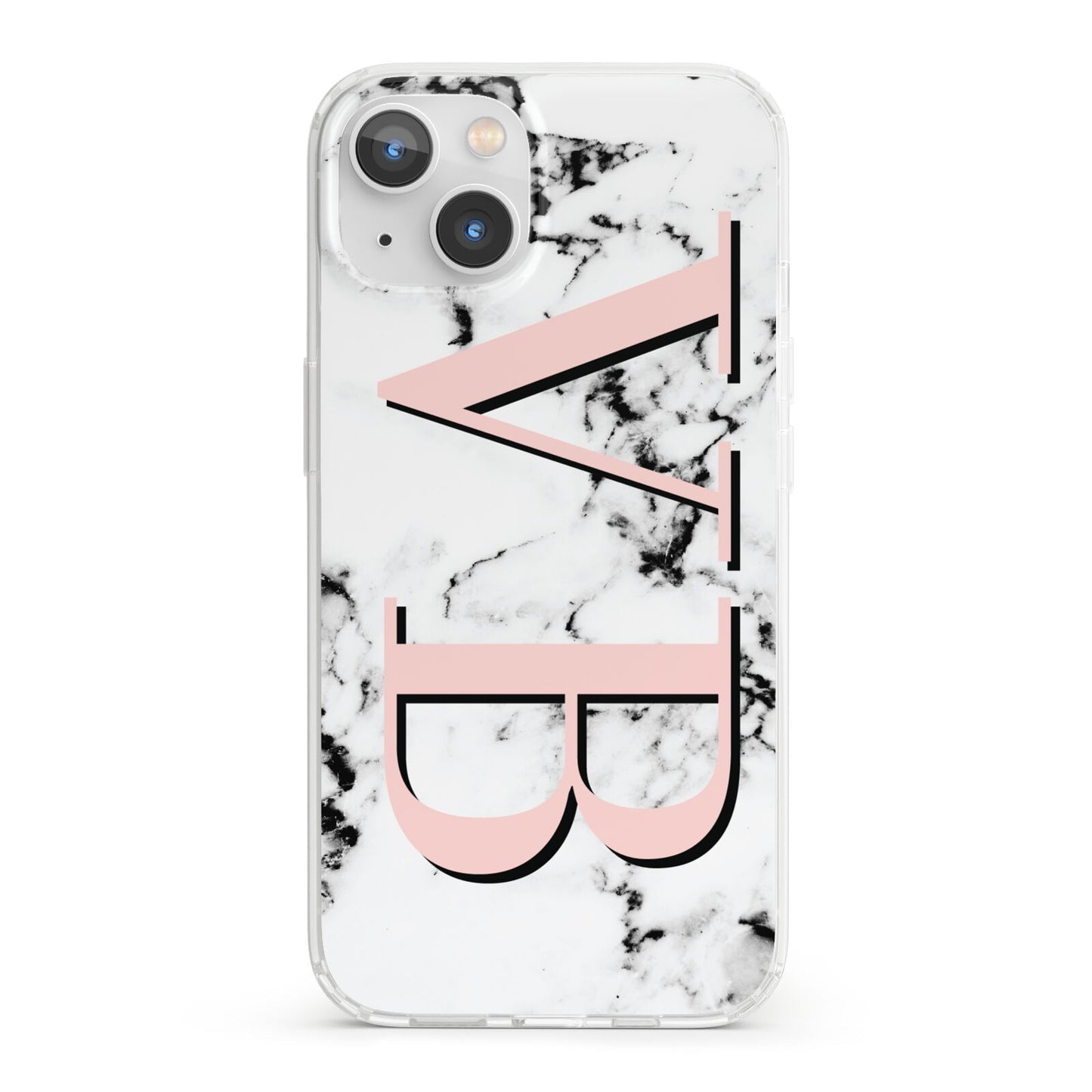 Personalised Coral Malble Initials iPhone 13 Clear Bumper Case