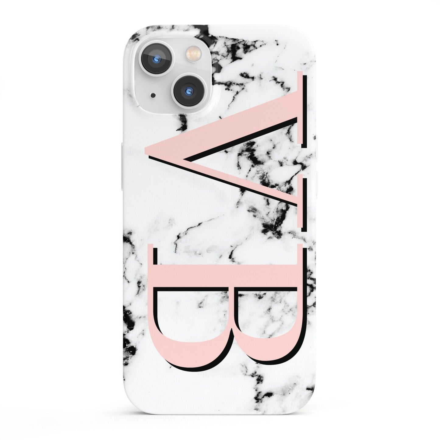 Personalised Coral Malble Initials iPhone 13 Full Wrap 3D Snap Case