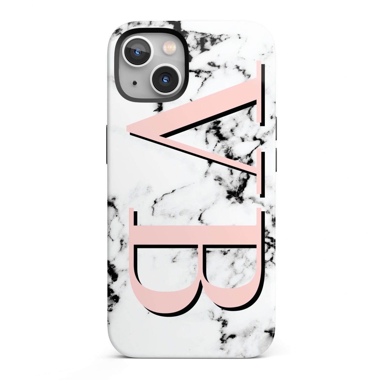 Personalised Coral Malble Initials iPhone 13 Full Wrap 3D Tough Case