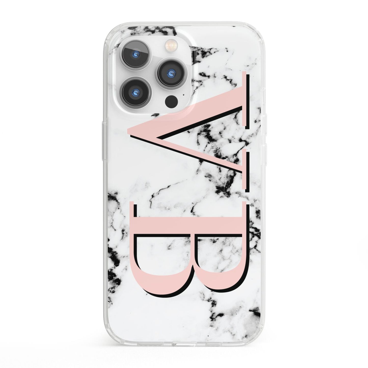 Personalised Coral Malble Initials iPhone 13 Pro Clear Bumper Case