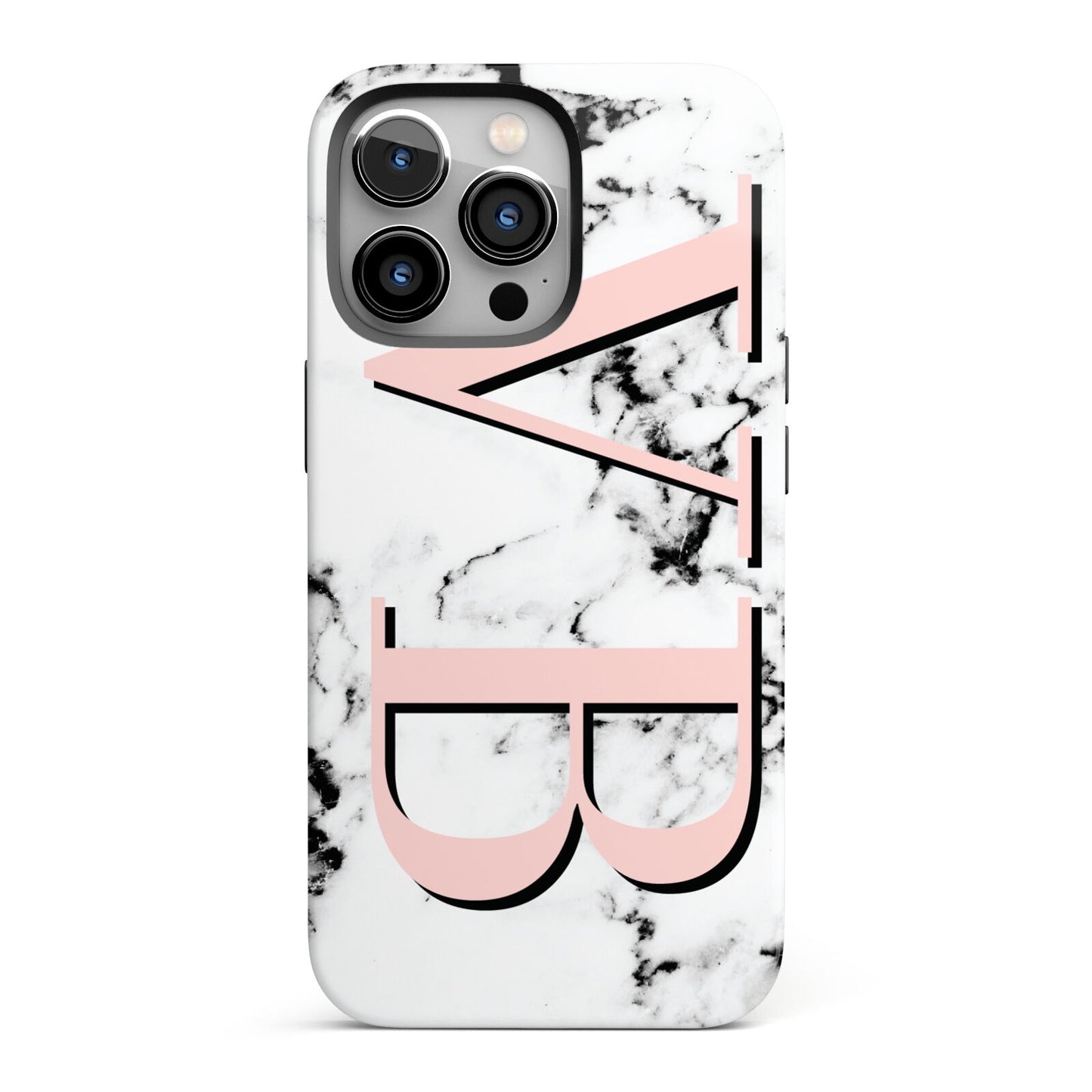 Personalised Coral Malble Initials iPhone 13 Pro Full Wrap 3D Tough Case