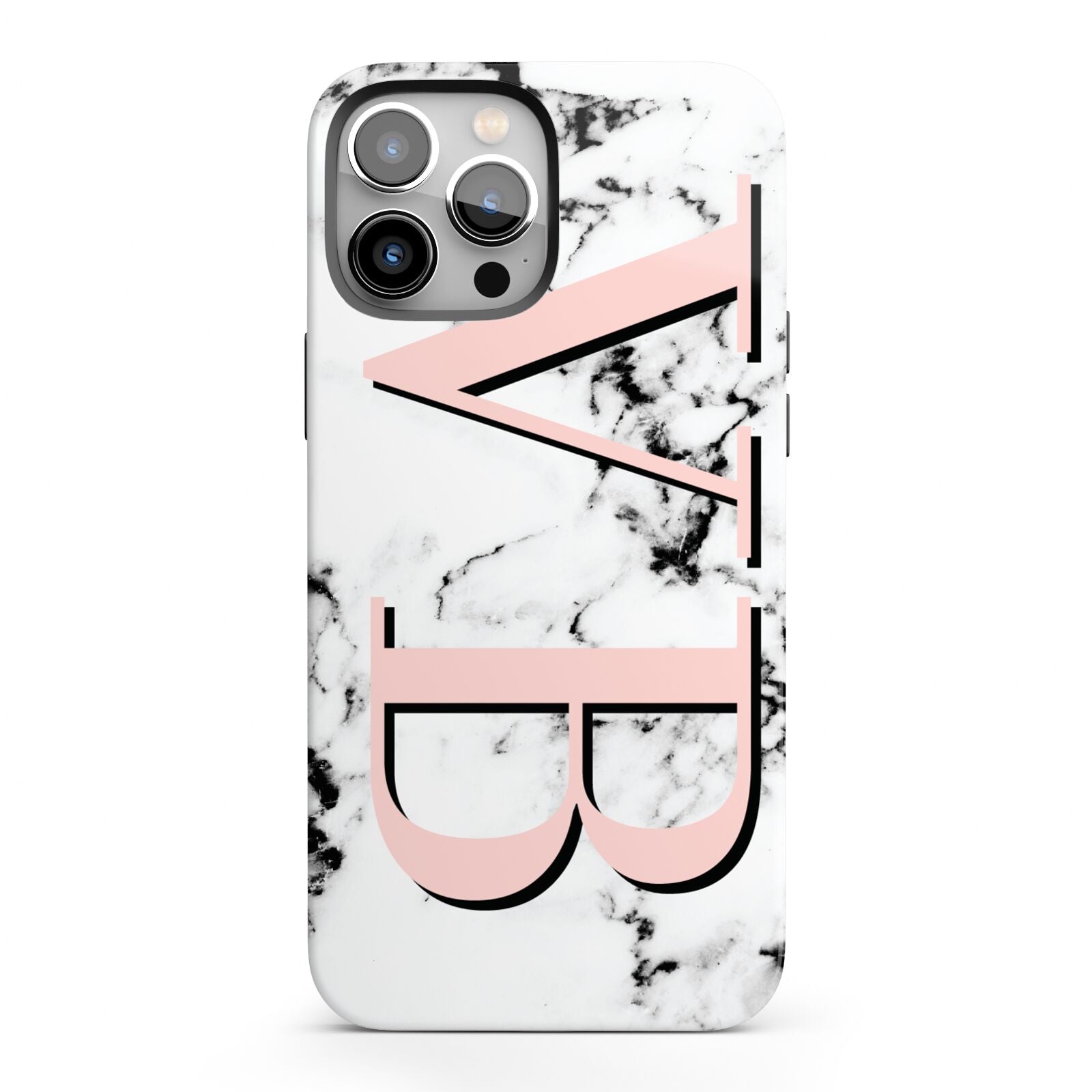 Personalised Coral Malble Initials iPhone 13 Pro Max Full Wrap 3D Tough Case