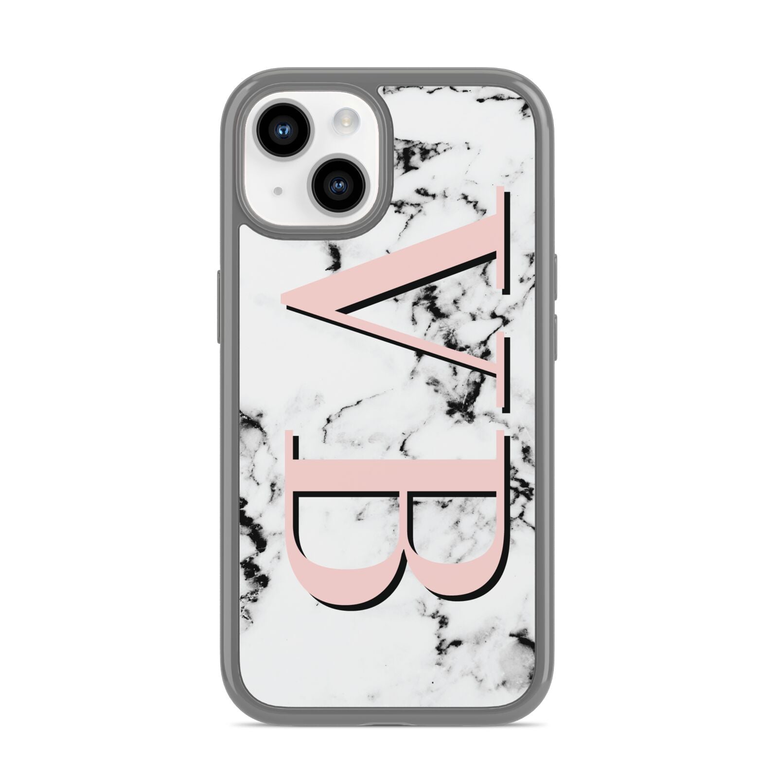 Personalised Coral Malble Initials iPhone 14 Clear Tough Case Starlight