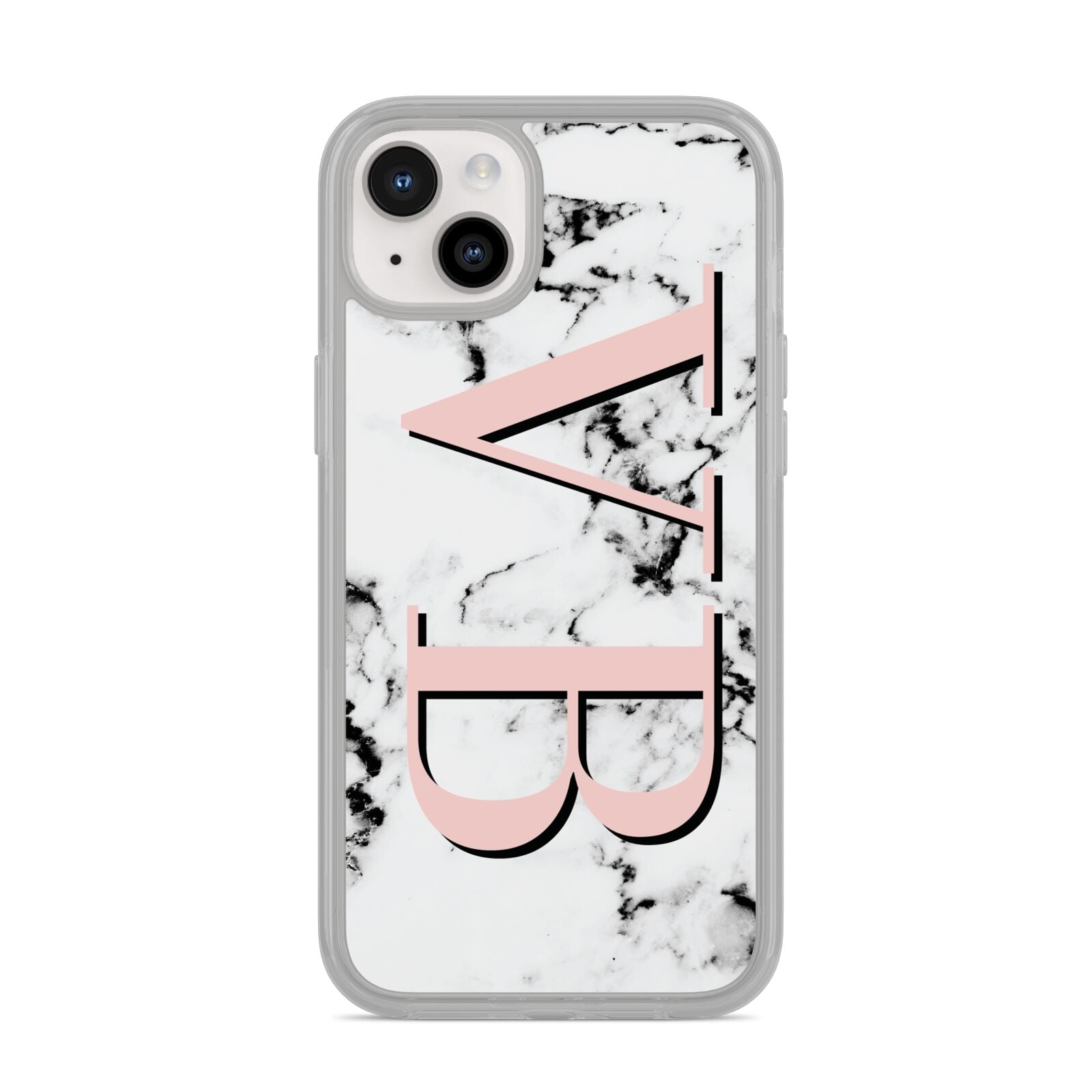 Personalised Coral Malble Initials iPhone 14 Plus Clear Tough Case Starlight