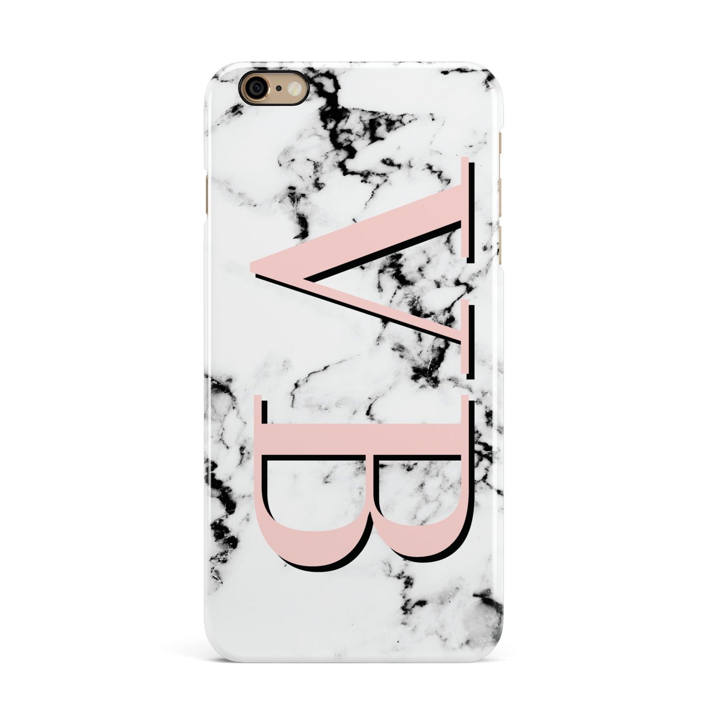 Personalised Coral Malble Initials iPhone 6 Plus 3D Snap Case on Gold Phone