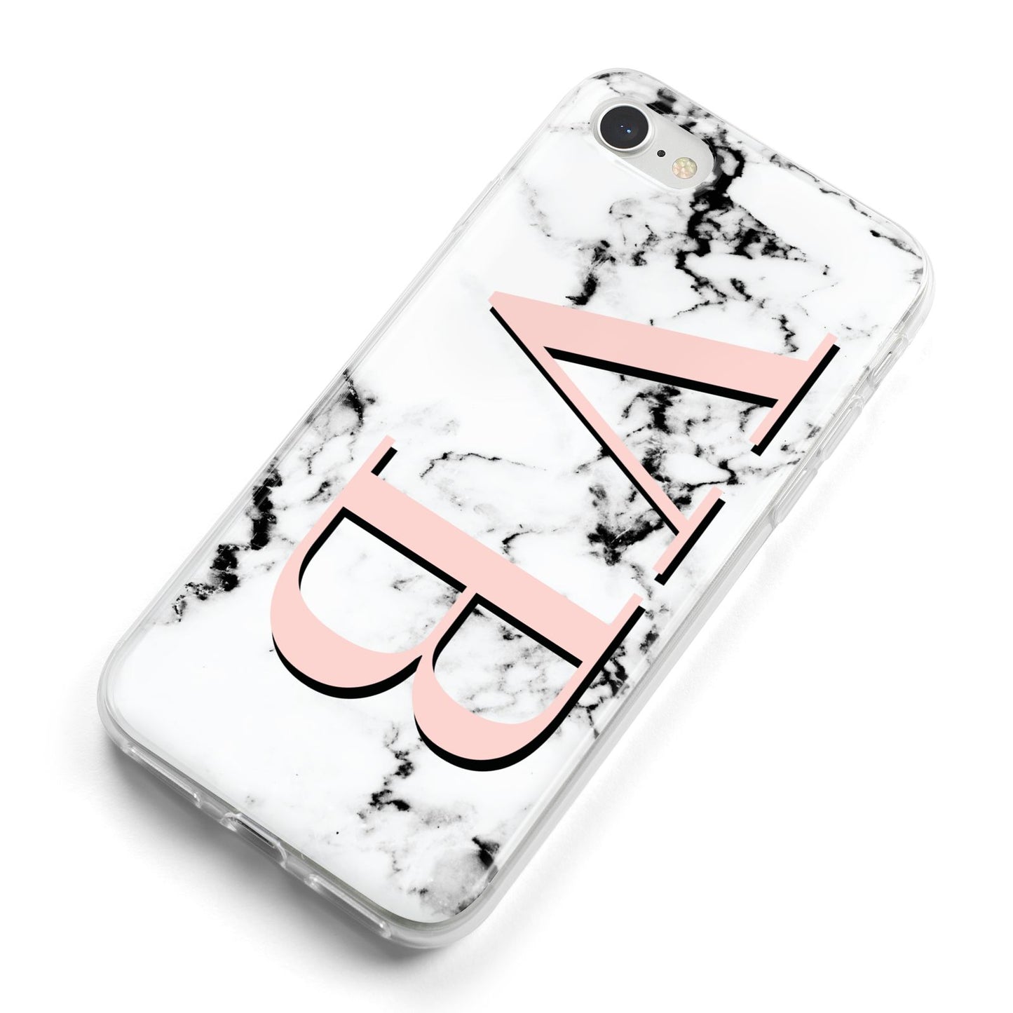 Personalised Coral Malble Initials iPhone 8 Bumper Case on Silver iPhone Alternative Image