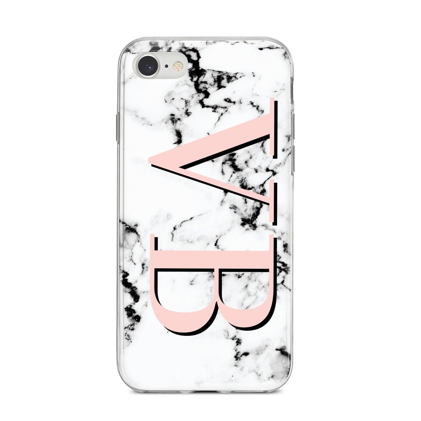 Personalised Coral Malble Initials iPhone 8 Bumper Case on Silver iPhone