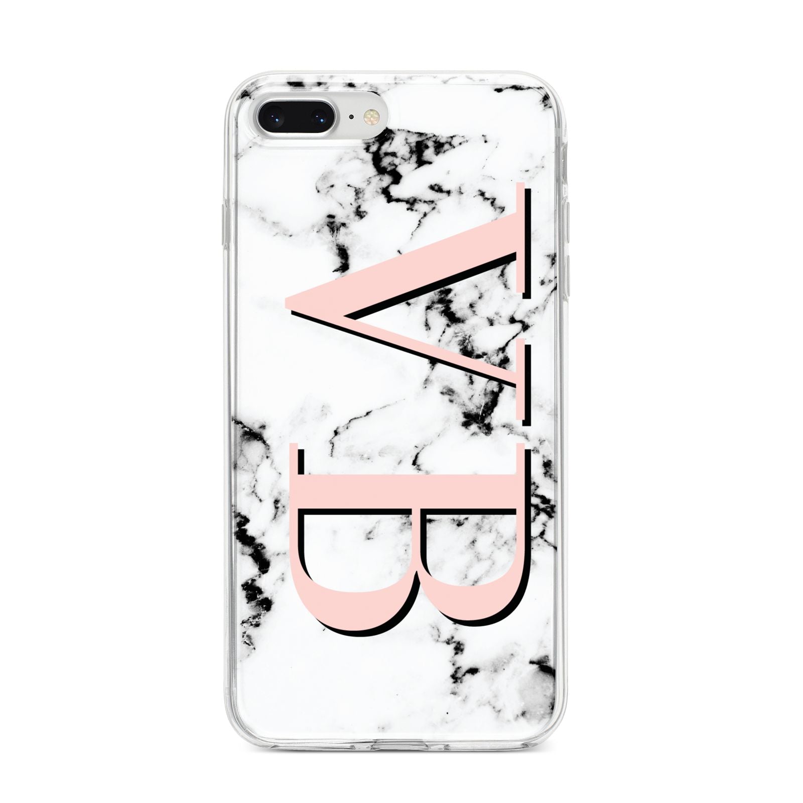 Personalised Coral Malble Initials iPhone 8 Plus Bumper Case on Silver iPhone