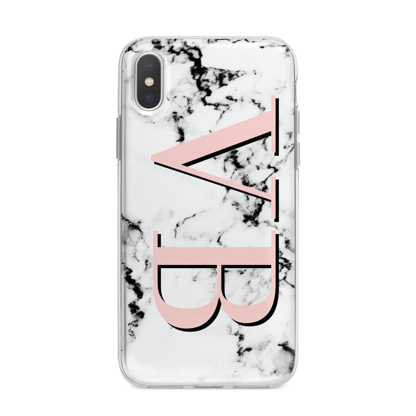 Personalised Coral Malble Initials iPhone X Bumper Case on Silver iPhone Alternative Image 1