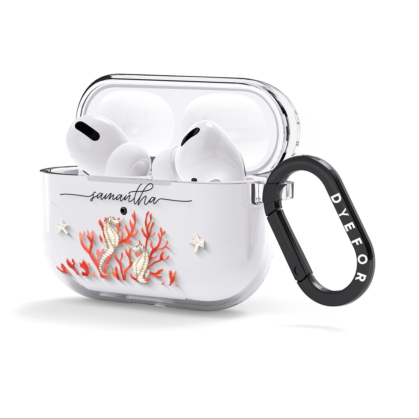 Personalised Coral Reef Name AirPods Clear Case 3rd Gen Side Image
