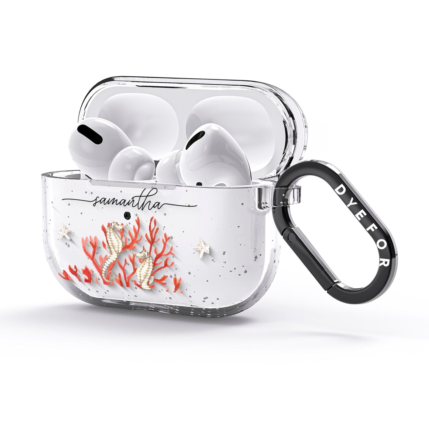 Personalised Coral Reef Name AirPods Glitter Case 3rd Gen Side Image