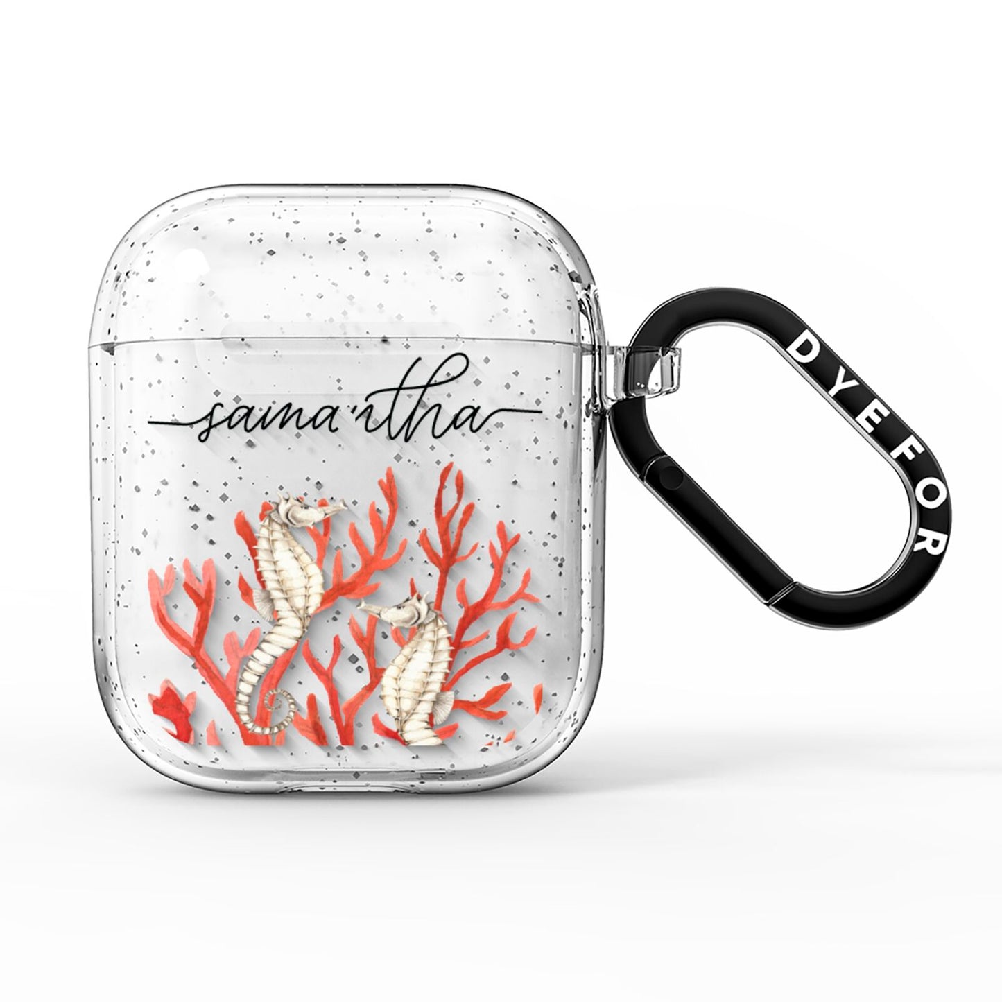 Personalised Coral Reef Name AirPods Glitter Case