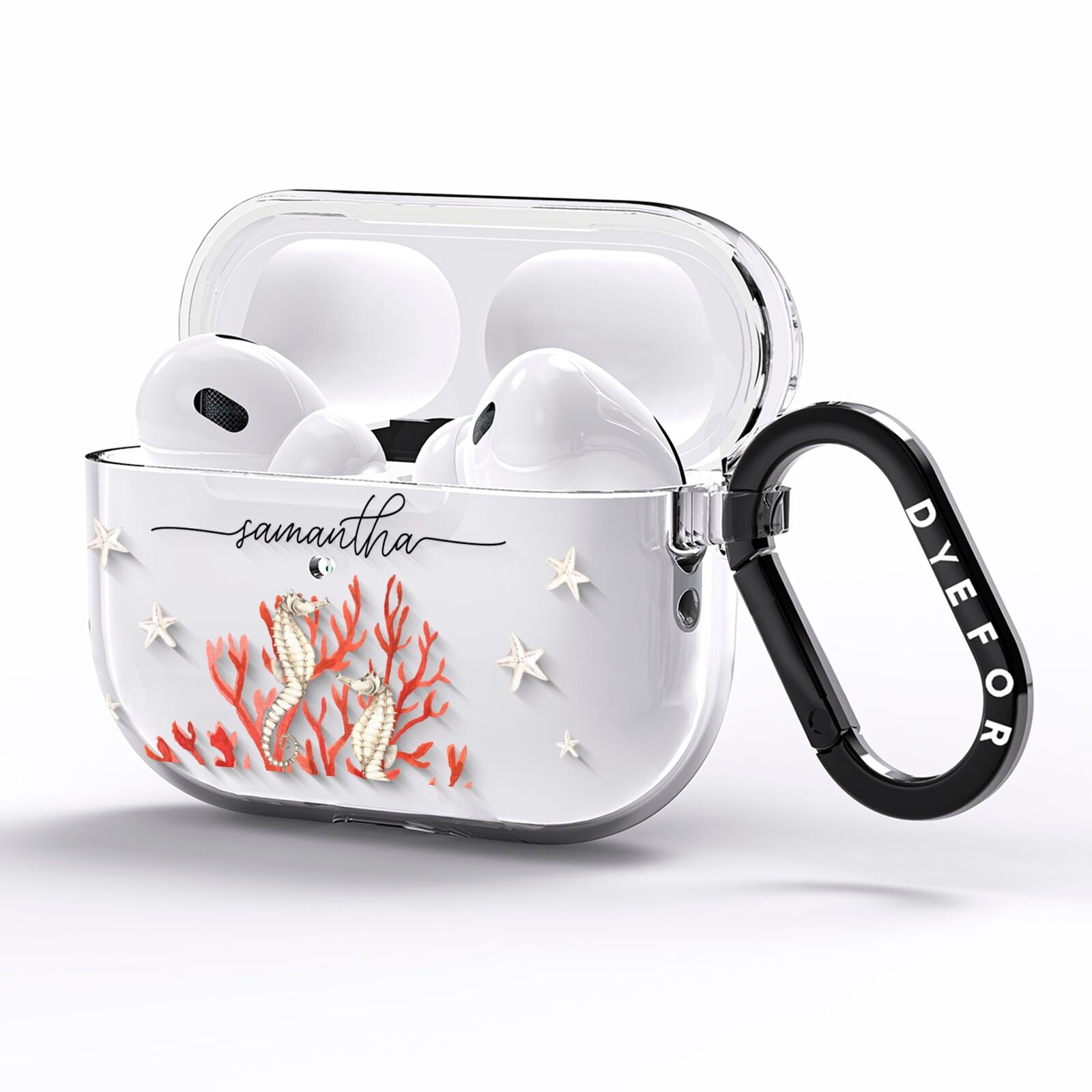Personalised Coral Reef Name AirPods Pro Clear Case Side Image