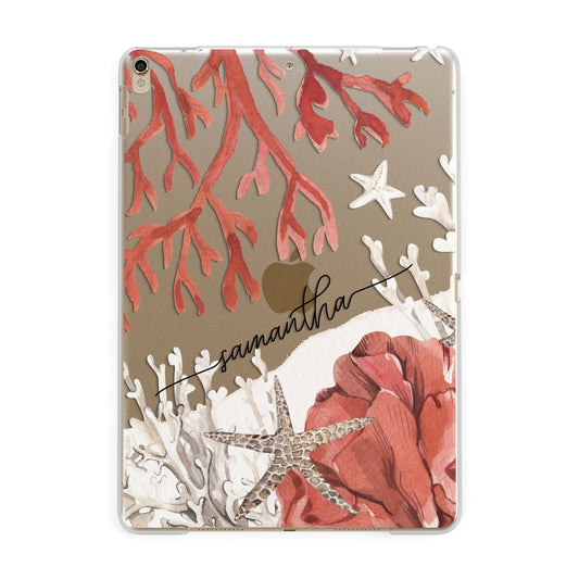 Personalised Coral Reef Name Apple iPad Gold Case
