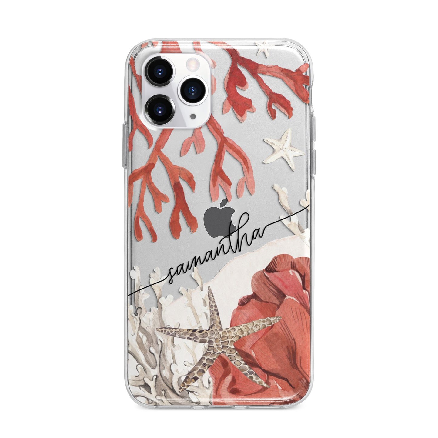 Personalised Coral Reef Name Apple iPhone 11 Pro Max in Silver with Bumper Case