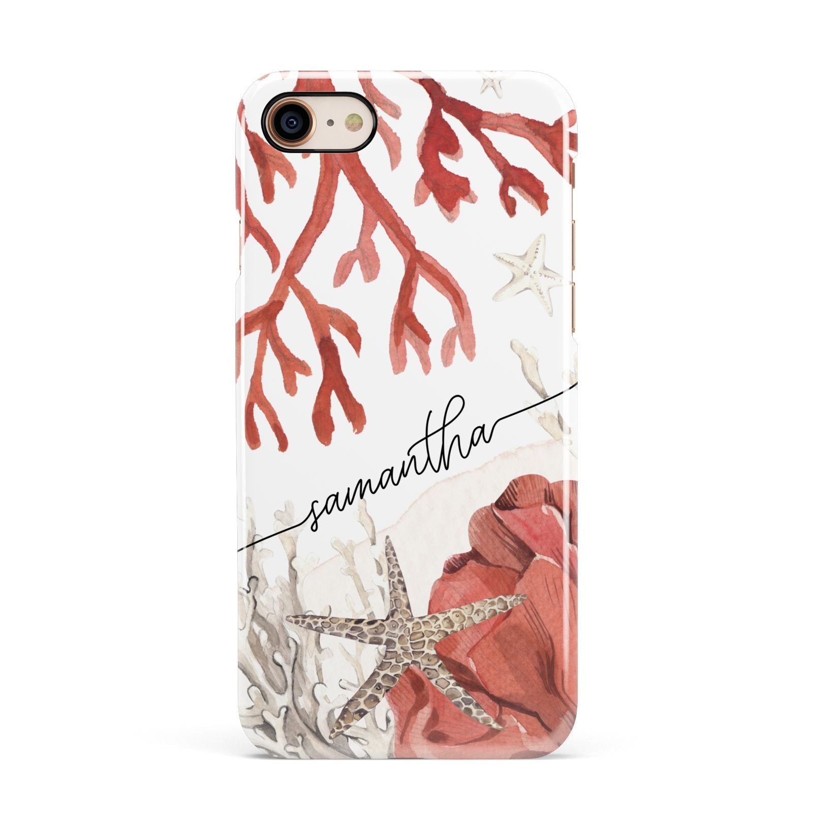Personalised Coral Reef Name Apple iPhone 7 8 3D Snap Case