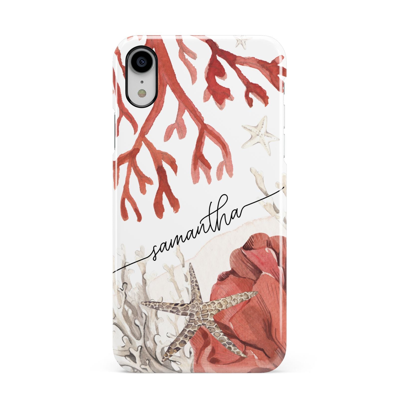 Personalised Coral Reef Name Apple iPhone XR White 3D Snap Case