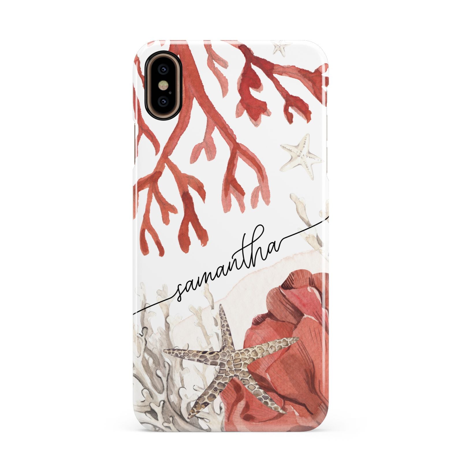 Personalised Coral Reef Name Apple iPhone Xs Max 3D Snap Case