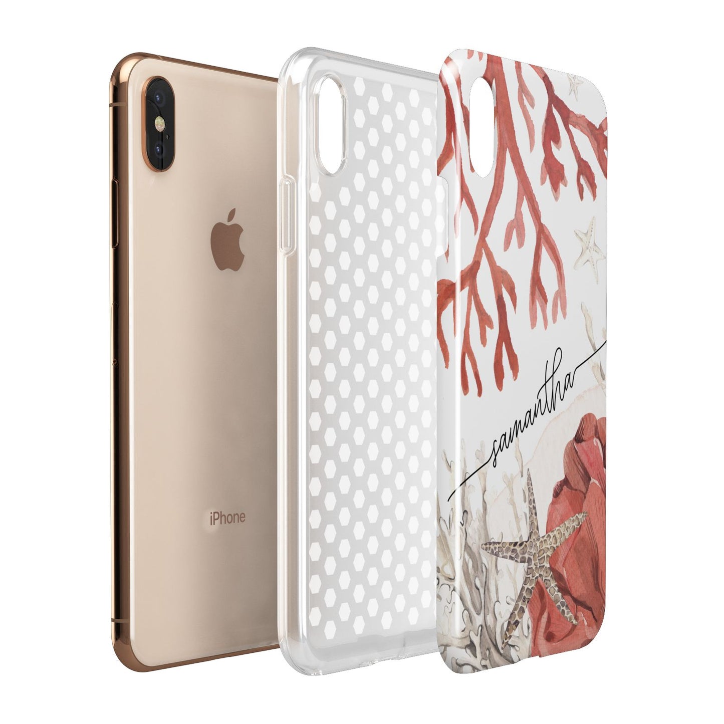 Personalised Coral Reef Name Apple iPhone Xs Max 3D Tough Case Expanded View