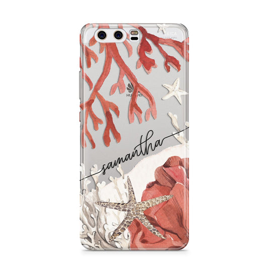 Personalised Coral Reef Name Huawei P10 Phone Case