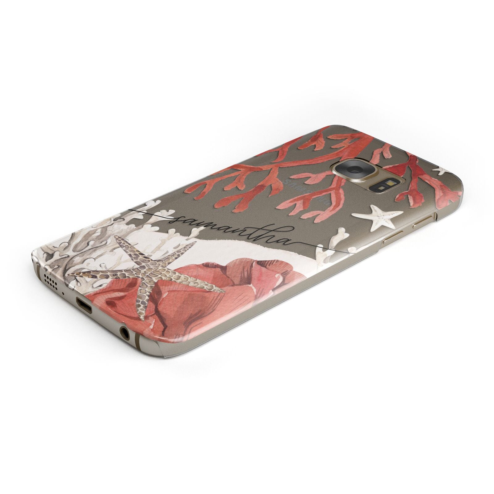 Personalised Coral Reef Name Protective Samsung Galaxy Case Angled Image