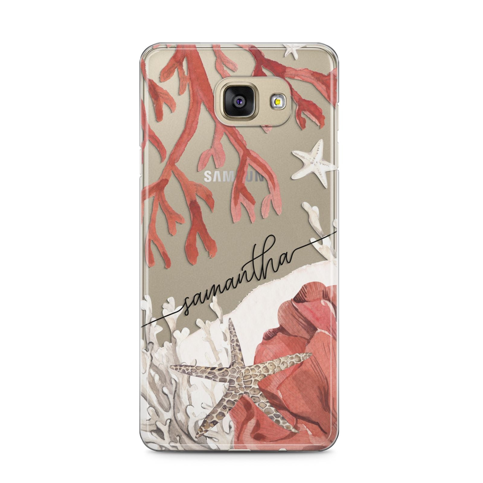 Personalised Coral Reef Name Samsung Galaxy A5 2016 Case on gold phone