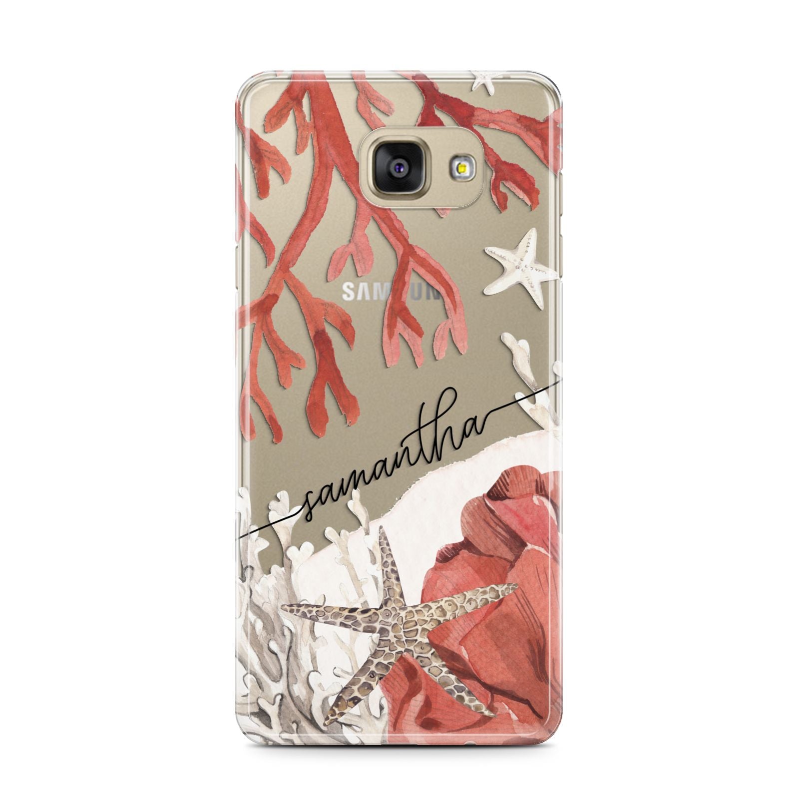 Personalised Coral Reef Name Samsung Galaxy A7 2016 Case on gold phone
