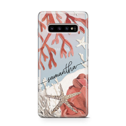 Personalised Coral Reef Name Samsung Galaxy S10 Case