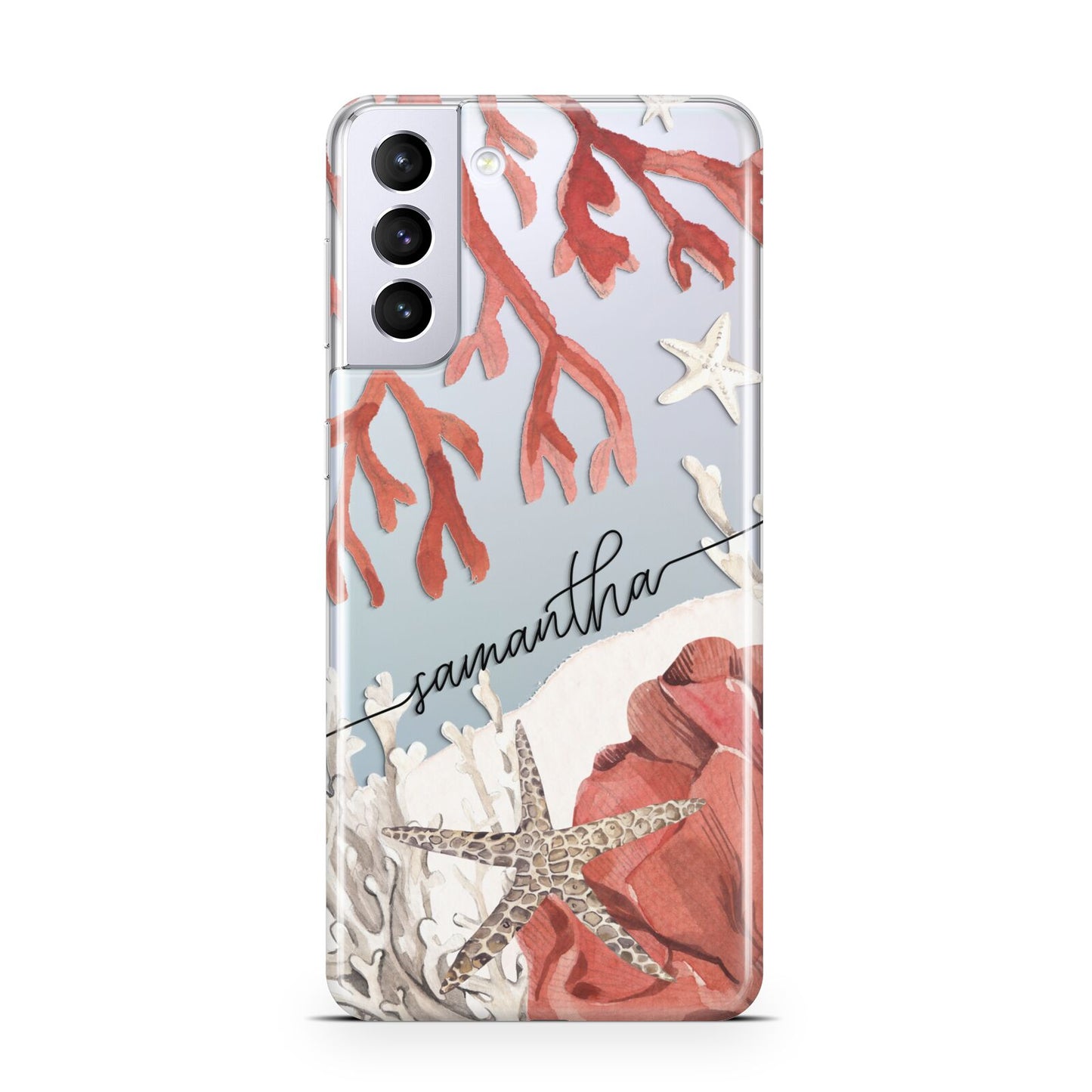 Personalised Coral Reef Name Samsung S21 Plus Phone Case