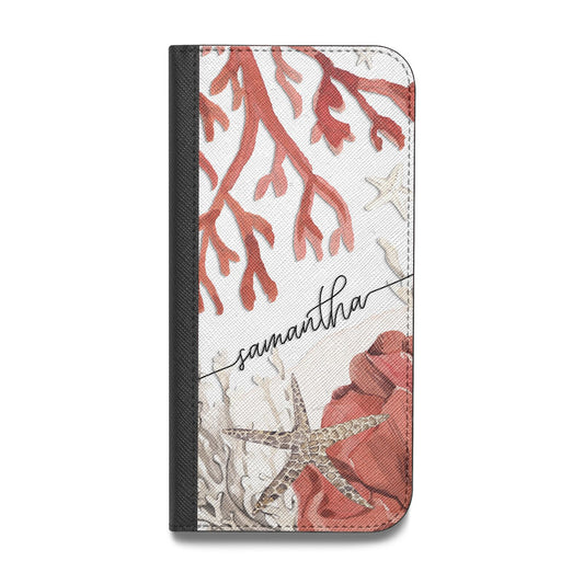 Personalised Coral Reef Name Vegan Leather Flip Samsung Case