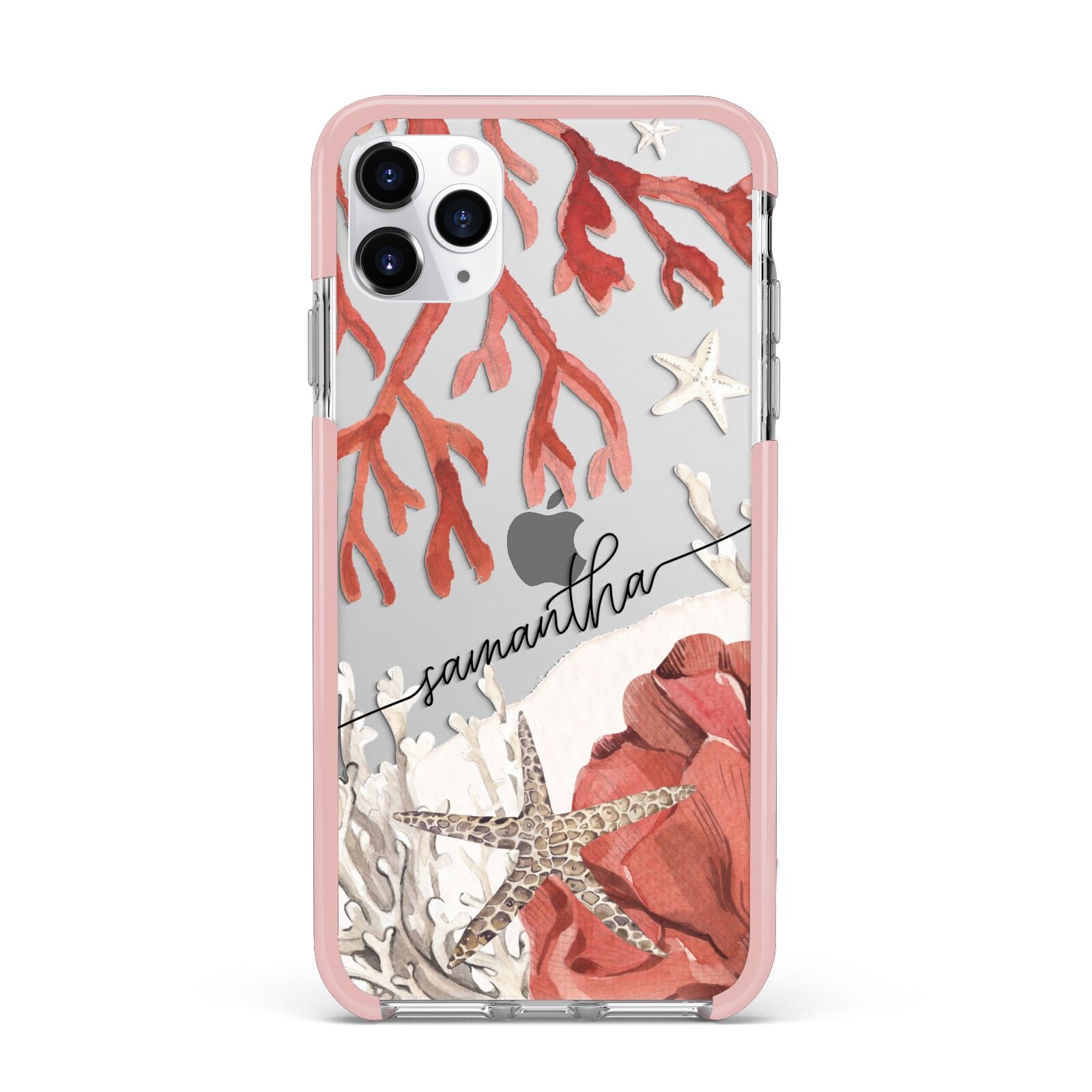Personalised Coral Reef Name iPhone 11 Pro Max Impact Pink Edge Case