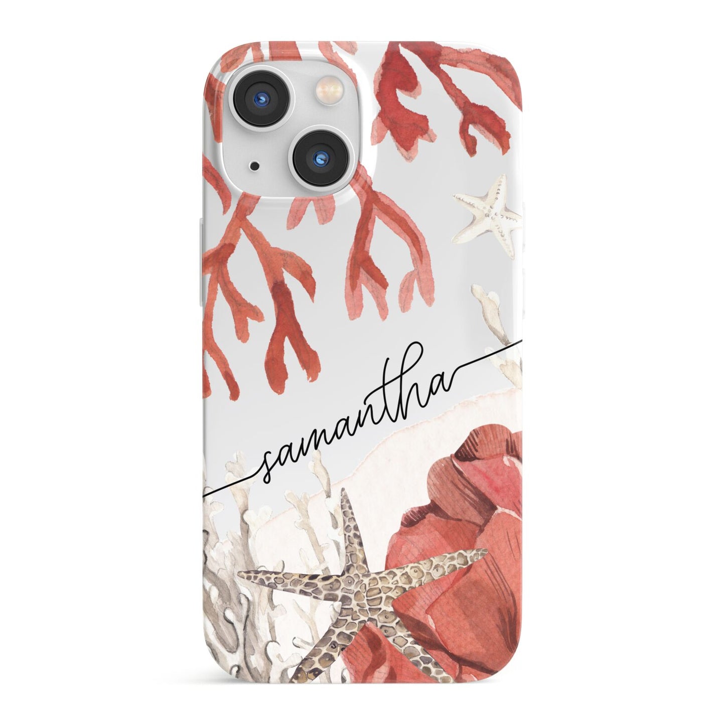 Personalised Coral Reef Name iPhone 13 Mini Full Wrap 3D Snap Case