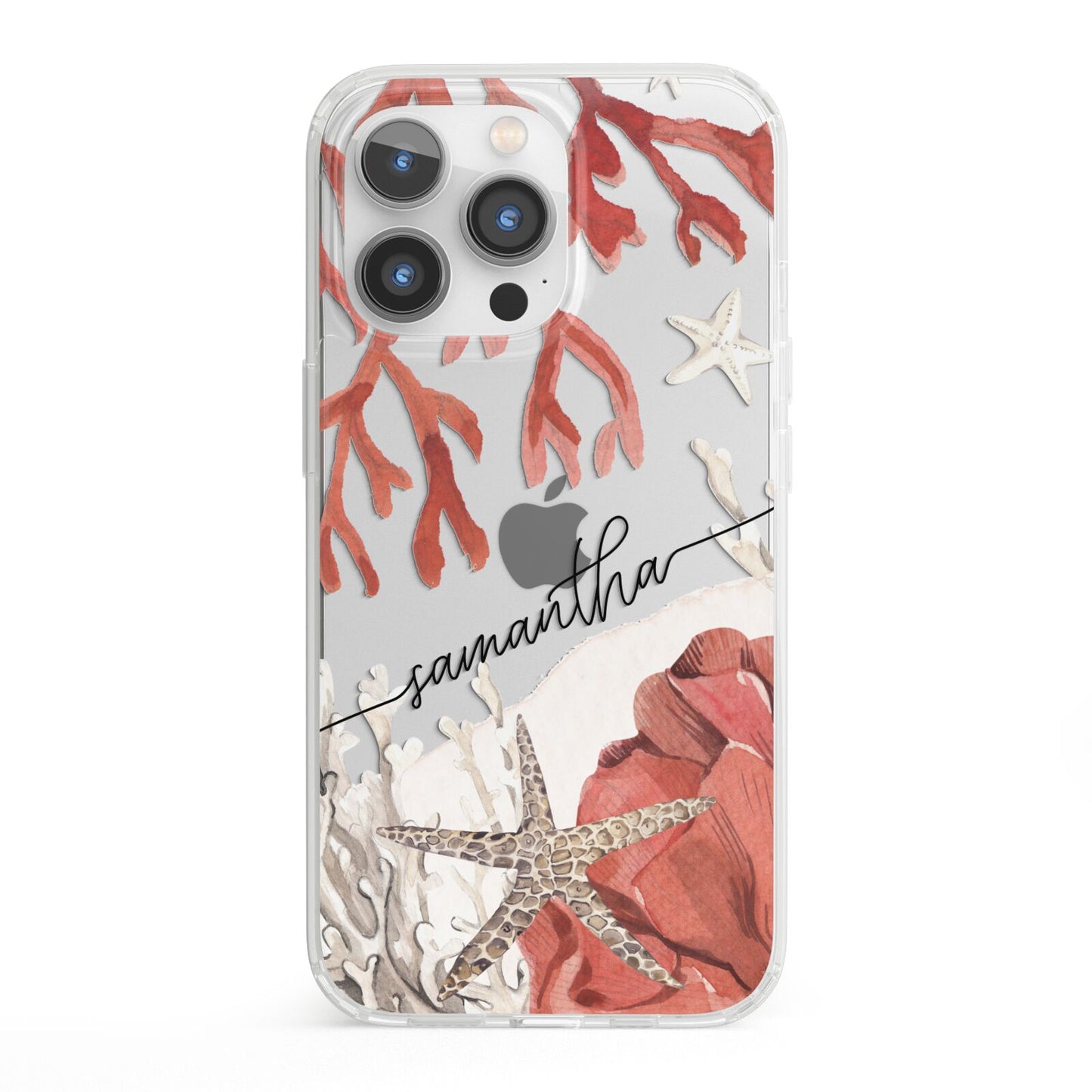 Personalised Coral Reef Name iPhone 13 Pro Clear Bumper Case