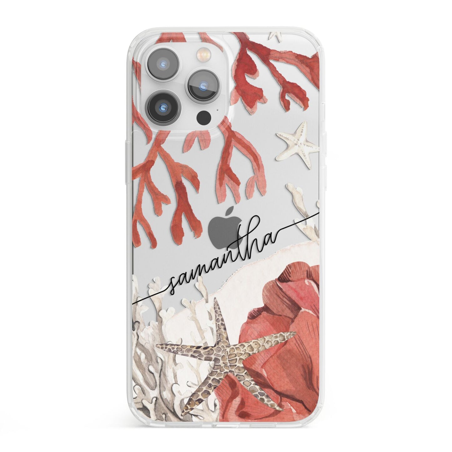 Personalised Coral Reef Name iPhone 13 Pro Max Clear Bumper Case