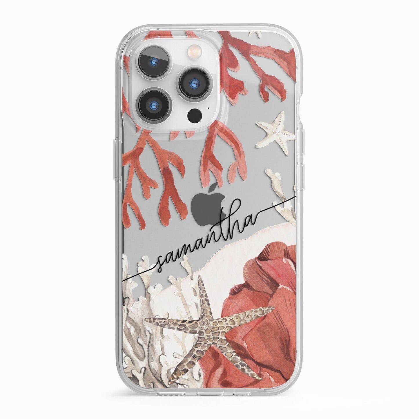 Personalised Coral Reef Name iPhone 13 Pro TPU Impact Case with White Edges