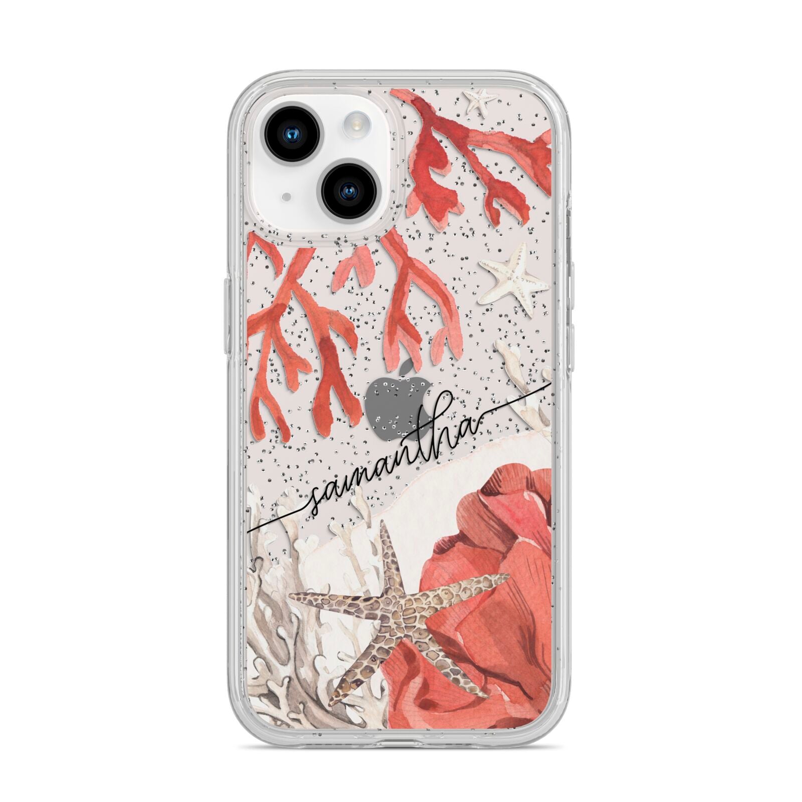 Personalised Coral Reef Name iPhone 14 Glitter Tough Case Starlight