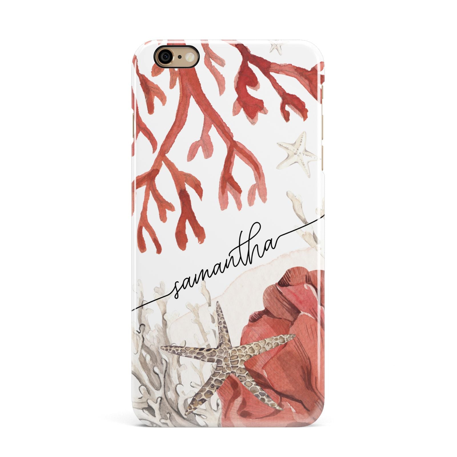 Personalised Coral Reef Name iPhone 6 Plus 3D Snap Case on Gold Phone