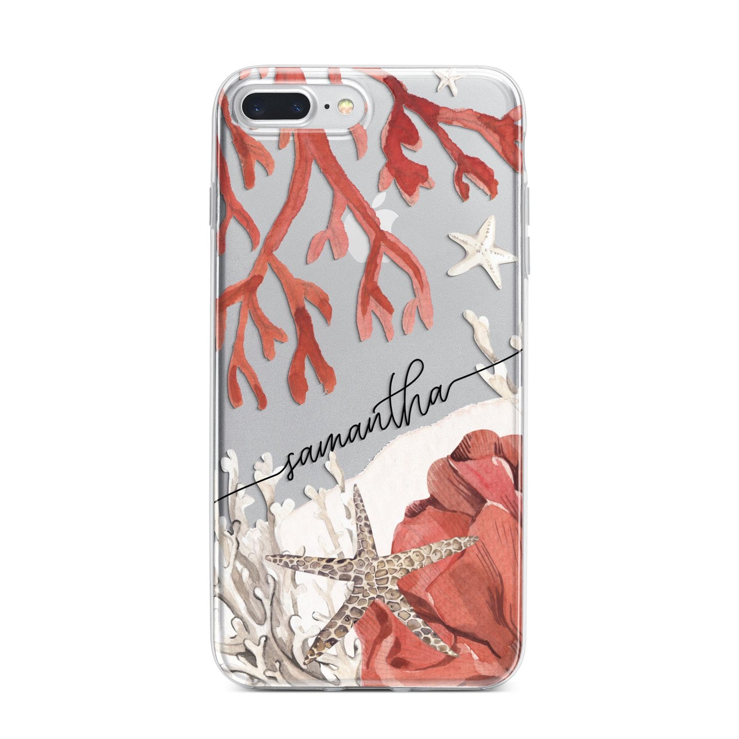 Personalised Coral Reef Name iPhone 7 Plus Bumper Case on Silver iPhone